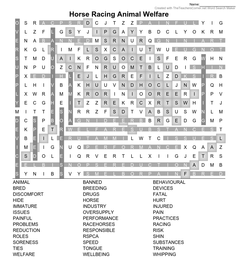 Animal welfare word find solution