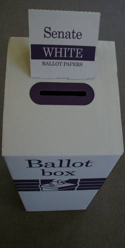 Ballot box for WHITE (Senate) ballot papers