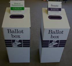 Ballot boxes for House of Representatives and Senate