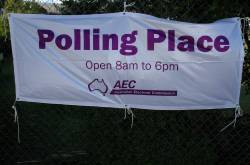 Polling Place, Open 8am to 6pm